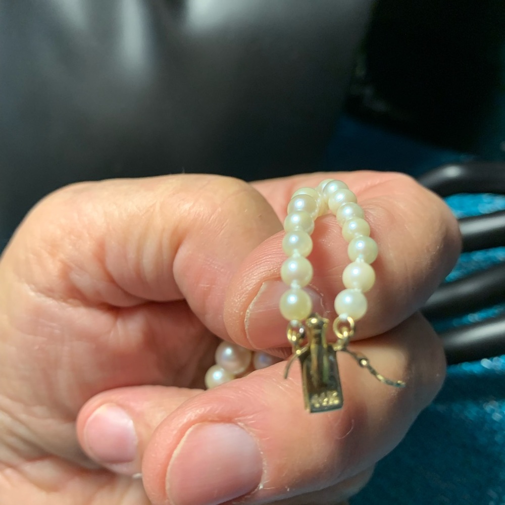 Vintage 14 k clasp pearl bracelet - Picture 7 of 9
